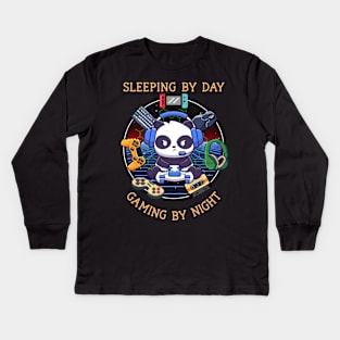 Sleeping By Day Gaming By Night Kids Long Sleeve T-Shirt